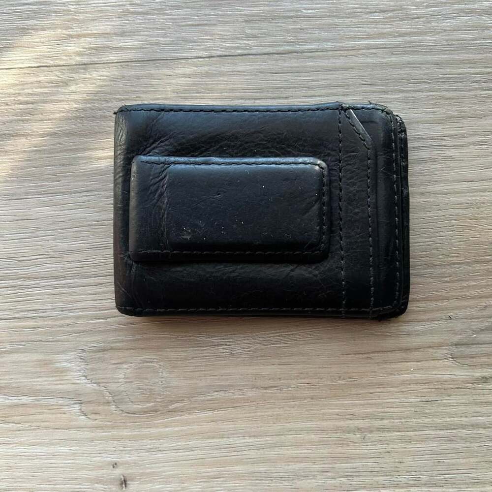 House of Jacks Black Leather Bi-Fold Wallet with Money Clip